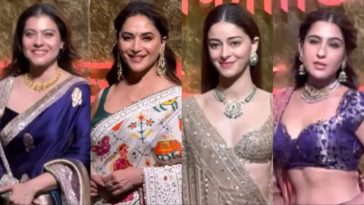 Kajol, Madhuri Dixit, Ananya Panday, Sara Ali Khan stun in ethnic outfits at Ambani Ganeshotsav. Watch