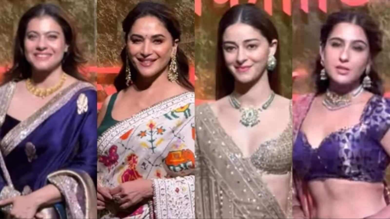 Kajol, Madhuri Dixit, Ananya Panday, Sara Ali Khan stun in ethnic outfits at Ambani Ganeshotsav. Watch