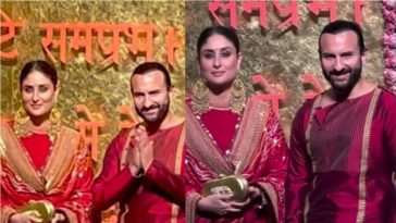 Kareena, Saif Dazzle in Red at Ambani’s Ganpati Celebrations