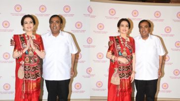 Nita Ambani Stuns in Red Saree at Ganpati Event