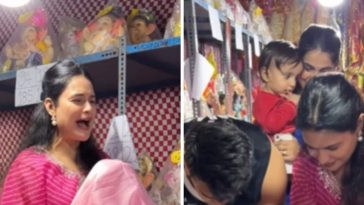 Unbelievable Moment: Yuvika Chaudhary Takes Ganesha Idol Home