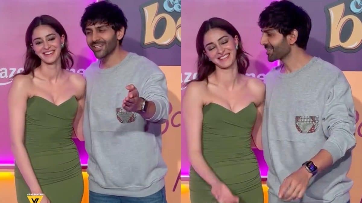 Unbelievable Moments: Ananya Panday Blushes as Kartik Aaryan Poses